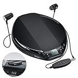 Gueray Tragbarer CD Player mit Kopfhörer Discman CD Player Tragbar mit 3,5 bis 3,5 mm AUX-Kabel LCD-Display ASP DIR 4 Wiedergabemodi