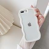 QLTYPRI Kompatibel mit iPhone 7 Plus Hülle, iPhone 8 Plus Transparent Handyhülle Aesthetic Curly Case Frauen Mädchen Girls Süßes Wellen Design Silikon TPU Bumper Schutzhülle - Weiß