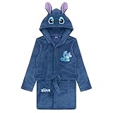 Disney Lilo & Stitch Bademantel für Mädchen, Fleece Morgenmantel mit Kapuze und Ohren, Hausmantel, Größe 128 bis 176 cm (DE/NL/SE/PL, Numerisch, 152, Regular, Dunkelblau)