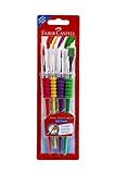 FABER-CASTELL 481600 - Pinsel Set mit Softgriffstück, 4-teilig, Malpinsel für Kinder