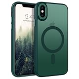 GUAGUA Magnetisch Hülle für iPhone X, iPhone XS [Kompatibel mit MagSafe] Matt Handyhülle Stoßfest Durchscheinende Rückseite Dünn Schutzhülle Case für iPhone X/XS (5,8 Zoll) Grün