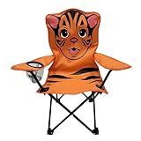 Mojawo Kinder Anglersessel Orange Campingstuhl Faltstuhl Anglerstuhl Motiv Tiger mit Getränkehalter und Tasche