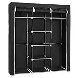 SONGMICS Kleiderschrank, Stoffschrank, faltbare Garderobe mit Kleiderstangen, Kleiderständer, Aufbewahrung, Taschen, Schuhe, Schlafzimmer, Ankleidezimmer, 45 x 150 x 175 cm, schwarz RYG12B