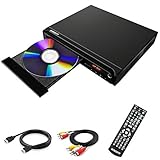 WISCENT DVD-Player für TV mit HDMI/AV/ Koaxial Ausgang(HDMI Kabel enthaltenl),USB 2.0 Mediaplayer,Alle Regionsfreie,Mini Compact DVD/CD Player