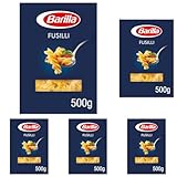 Barilla Pasta Nudeln Klassische Fusilli n.98 aus hochwertigem Hartweizen immer al dente, Chili, Spaghetti, Fusilli, Penne, Italienisch, 500 g (Packung mit 5)