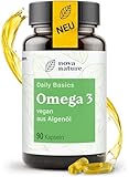 [NEU] Omega 3 Vegan - Algenöl Kapseln mit EPA + DHA aus nachhaltigen Aquakulturen, Veganes Omega 3-90 Stück - von NovaNature©