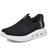 JACKSHIBO Hände frei Slip in Herren Schuhe Slip on Sneakers Fußbogenstütze Orthopädische Schuhe Memory Foam Walkingschuhe Laufschuhe Sportschuhe Turnschuhe, Schwarz，43 EU