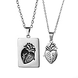 JewelryWe Schmuck Paar Halskette mit Gravur Edelstahl Herz Puzzle Dog Tag Erkennungsmarken Anhänger Partner Pärchen Kette Valentinstag Lieben Geschenk Silber