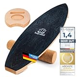 Balance-Board Surfbrett Surf Balance Wackelbrett für Physiotherapie Surf-Training; Trainiert Gleichgewicht & Koordination mit gratis E-BOOK (Dark Ocean)