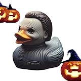 9 cm klassische Horrorfilm-Charakter-Ente, Geistergesichts-Ente, Halloween-Harzenten-Dekoration, Gothic-Horror-Film-Enten-Harzstatue, einzigartige Charakter-Entenpuppen, Neuheit Ente