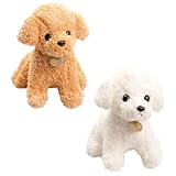 ZGCXRTO Realistische Teddy Dog,2 Stück 18cm Teddy Hund Kuscheltier-Simulationshund Welpe Suffed Doll Plüschtier Weiches Kuscheliges Cartoon Tier Weiches Spielzeug Plüschpuppe Für Kinder (Weiß Beige)