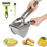 HOTLIKE Kartoffelpresse aus Edelstahl, Spätzlepresse 3 PCS Set, Professionelle Spätzlechef mit Pinsel, Schäler, Kartoffelquetsche Presse Ricer für Kartoffelpüree, Obstsäfte, Gemüsebrei, Püree