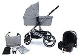 Pixini Kinderwagen Aloha 3in1 Set mit Tragewanne (chrom/grau)