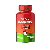 Orzax Vitamin B Komplex, Hochdosiert - 120 Kapseln - alle 8 B-Vitamine (B1, B2, B3, B5, B6, B7, B9, B12) mit Cholin & Inositol – Vegan - laborgeprüft