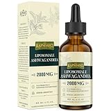 2000mg Liposomale Ashwagandha Tropfen, Hochdosiert Ashwagandha Wurzelextrakt, Original indische Schlafbeere, 7% Withanoliden, 5X Konzentration, Schneller Absorbiert als Kapseln, 60 ml (1er Pack)