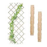 Relaxdays Rankgitter ausziehbar, 3er Set, Rankhilfe Kletterpflanzen, 180x90 cm, Garten, Balkon, Terrasse, Holz, Natur