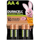 Duracell Akku AA, wiederaufladbare Batterien AA, 4 Stück, Unsere Nr. 1 - längste Haltbarkeit pro Aufladung, vorgeladen