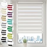 Doppelrollo Klemmfix ohne Bohren 70cm x 130cm Weiß Duo Rollo Klemmrollo Sonnenschutzrollo Fensterrollo für Fenster & Türen Zebrarollo Seitenzugrollo