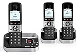 Alcatel F890 Voice Trio Schnurlostelefon mit Anrufbeantworter, 3 Mobilteile mit Anrufsperre, Grau