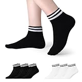 TANGCHAO 6 Paar Sneaker Socken Herren Damen Retro-Mittelknöchel SneakerSocken Knöchelhoch Sportsocken Kurzsocken Baumwolle Halbsocken, 3 Schwarz - 3 Weiß 39-42