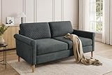 Vesgantti Sofa 2 Sitzer, Stoff Doppelsofa 164cm mit beidseitigen Taschen, Sofa mit Kissen Montage ohne Werkzeug für Wohnzimmer, Schlafzimmer, Büro, kleinen Raum 164L*76D*85H cm, Grau