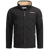 Arctic Seven Herren Fleece Jacke mit Teddyfell Futter Fleecejacke Wanderjacke AS325 [AS-325-Schwarz-Gr.XL]