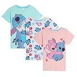 Disney Mädchen 3er-Pack Lilo und Stitch T-Shirts Kinder Angel Sommer Oberteil Kurzarm-Shirts, Megfarbig, 11-12 Jahre