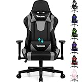 Homimaster Gaming Stuhl, Bürostuhl Ergonomisch mit verstellbare Lendenkissen, Kopfkissen und Armlehnen,Gaming Chair Gepolstert,Gamer Stuhl Wippfunktion,Gaming Stuhl 150 kg Belastbarkeit