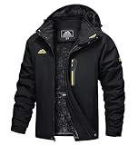 TACVASEN Herren Wasserdicht Winter Skijacke Warme Snowboardjacke Outdoorjacke Gefüttert Winterjacke (M, Schwarz)