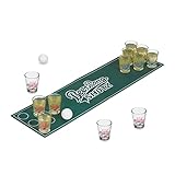 Relaxdays Mini Beer Pong, Party Trinkspiel Set, Bierpong Matte, 12 Shotgläser, 2 Bälle, Schnapspong Tisch, Mehrfarbig