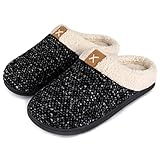 ULTRAIDEAS Hausschuhe Herren Plüsch Winter Warme Pantoffeln mit wollähnlichem Futter, Bequeme Memory Foam Slippers rutschfeste Gummisohle Indoor Outdoor,dunkelgrau,44/45 EU