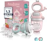 TABRIX® Fruchtsauger Baby ab 3 Monate & Kleinkind (2x) - Zahnungshilfe mit Druckfunktion für Beikost -BPA-Frei- Alternative für Schnuller/Beißring - Geschenk - Essen Zubehör