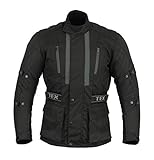 Texpeed Motorradjacke herren mit protektoren - Motorrad Biker Wasserdicht Jacke Mit Rüstung (EN 1621-1) Schwarz - 6XL