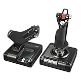 Logitech G Saitek X52 Pro Flight Control System, Schubregler und Stick-Simulationscontroller für Weltraum-Simulationen, LCD-Display, Doppelfederung, Beleuchtete Tasten, 2x USB-Anschluss, PC - Schwarz