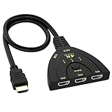 Powice HDMI Switch 3 in 1 Out, 4K @30Hz HDMI Splitter, HDMI Switch 3D UHD, HDMI Verteiler, HDMI Switcher für Supports Switch, PS4, PC, Spielkonsole, X-Box, HDTV, Laptop