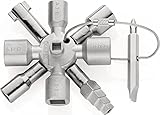 KNIPEX TwinKey Schaltschrankschlüssel für gängige Schränke und Absperrsysteme (95 mm) 00 11 01, Silber