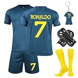 Fußball Trikot Kinder Set, 23/24 Heimtrikots/Auswärtstrikots Trikot Jungen,Fussball T-Shirt Shorts, Football socken, Knieschützer Set und Fußbälle Jersey Schlüsselanhänger