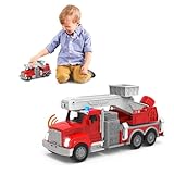 Driven Micro Feuerwehrauto 23 cm mit ausfahrbarer Leiter, Lichtern und Tönen – Feuerwehr Spielzeugauto mit Geräuschen, Funktionen – Spielzeug LKW ab 3 Jahren