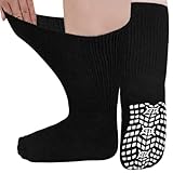 LOFIR Diabetiker Socken Herren Damen: Diabetikersocken Ohne Gummibund Baumwolle Herren ABS Socken Extra Breiter Gürtel Ohne Naht Antirutsch StopperSocken für Geschwollene Füße Schwarz 3 Paare 39-46