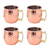 Sessleger Moskauer Mule Tasse aus Edelstahl, 2 Tassen, Mini-Tassen aus kupferbeschichtetem Metall, 4 Tassen