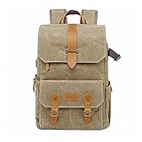 GLBMLMTHZP Fotografie Retro wasserdichte Batik Rucksack for USB Port Geeignet for 15,6-Zoll-Laptop-Männer SLR Digitalkamera-Kameratasche Tragetasche Fit for Canon Fit for Nikon Kameratasche(Khaki)