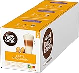 NESCAFÉ Dolce Gusto Latte Macchiato, Vorratsbox, 90 Kaffeekapseln (Aromatischer Espresso, 3-Schichten -Köstlichkeit aus feinem Milchschaum, Aromaversiegelte Kapseln), 3er Pack (3 x 30 Kapseln)