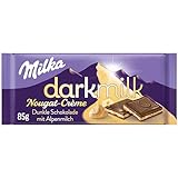 Milka Dark Milk Nougat-Créme 1x 85g I Zartherbe Alpenmilch-Schokolade I mit Nougat-Créme-Füllung I Milka Schokolade aus 100% Alpenmilch I Tafelschokolade