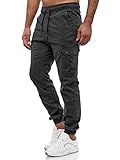 Tazzio Herren Cargo Chino Regular Fit Jogger Cargo harrem Chino Jeans Hose 16610, L, Anthrazit