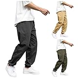 IQYU Trainingshose Herren Lang Cargohose Herren Schwarz Jogginghose Vintage Outdoor Freizeithose Cargo Stretch Arbeitshose Leichte Lange Trekkinghose Regular Fit Laufhose Herrenhose Mit Taschen