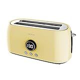 Cecotec Digitaler Toaster ClassicToast 15000 Yellow Extra Double, 1500 W, Kapazität für 4 Scheiben Brot, 2 extra breite Langschlitze, 3 Funktionen, LED-Licht, Inklusive oberer Halterungen