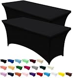 Utopia Kitchen Spandex Tischdecke 2 Pack [4FT, Schwarz] Enge, Passgenaue, Waschbar und Faltenfrei Tischdecke Outdoor für Veranstaltung, Hochzeit, Bankett & Partys [122Lx76Wx76H] cm