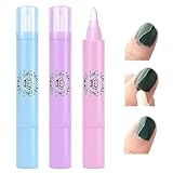 3x Pack Nagellack Entfernung Stifte mit Baumwollköpfen, Nail Art Maniküre Korrekturstifte, Nagellack Korrekturstift mit 9 Austauschbaren Ersatzspitzen, Nagellackentferner Stifte (Lila+Blau+Rosa)