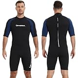 Lemorecn Wetsuits Premium Neopren-Tauchanzug für Erwachsene, 3 mm, Shorty-Overall (UK3035blackblue-3XL)