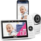 VTech VM901-1W WLAN Babyphone mit Kamera, Intelligente Babyfone mit 5-Zoll HD Display, 1080p Babyphone mit neig/Schwenk Kamera und APP, 120° Weitwinkelansicht, Funktioniert mit iOS, Android